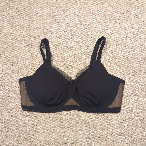 Honeylove Crossover Bra Medium Black Nude Mesh Panel Wireless Supportive - Picture 1 of 6
